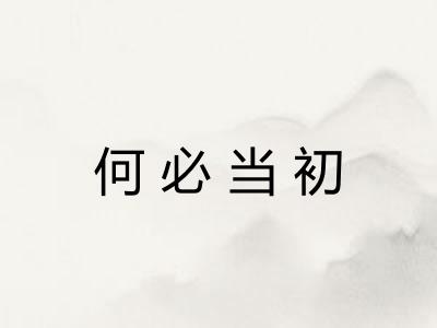 何必当初 何必当初