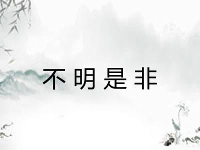 不明是非 不明是非