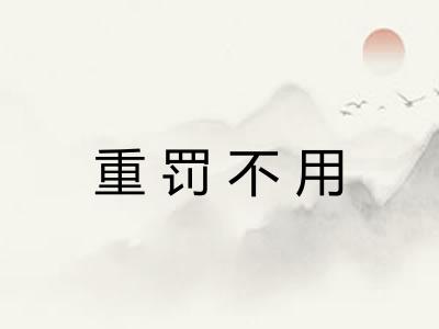 重罚不用 重罚不用